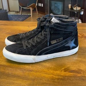 Golden Goose black suede Slide high tops 44 11
